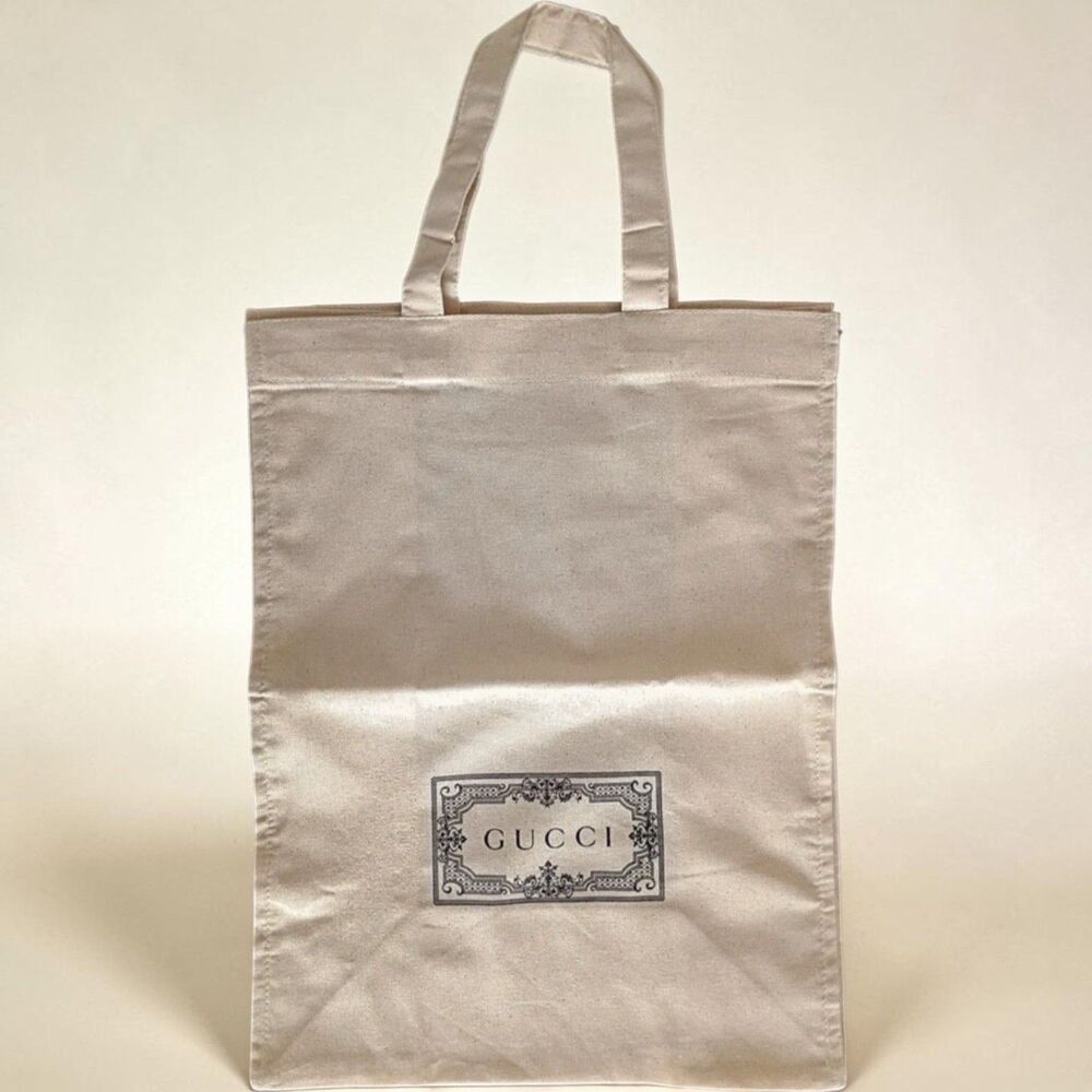 Authentic GUCCI Canvas Beige M Tote 10x14 Handle Dust Bag Strap